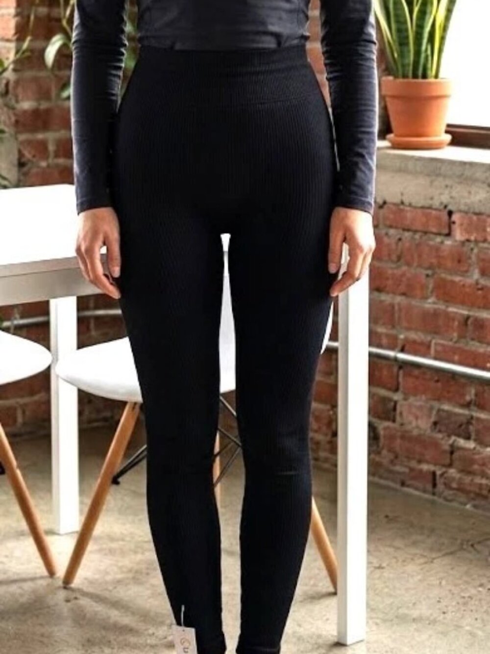 Seamless Ribbed High Waisted Leggings S/M Spandex/Stretc<wbr/>h NWT La Linger